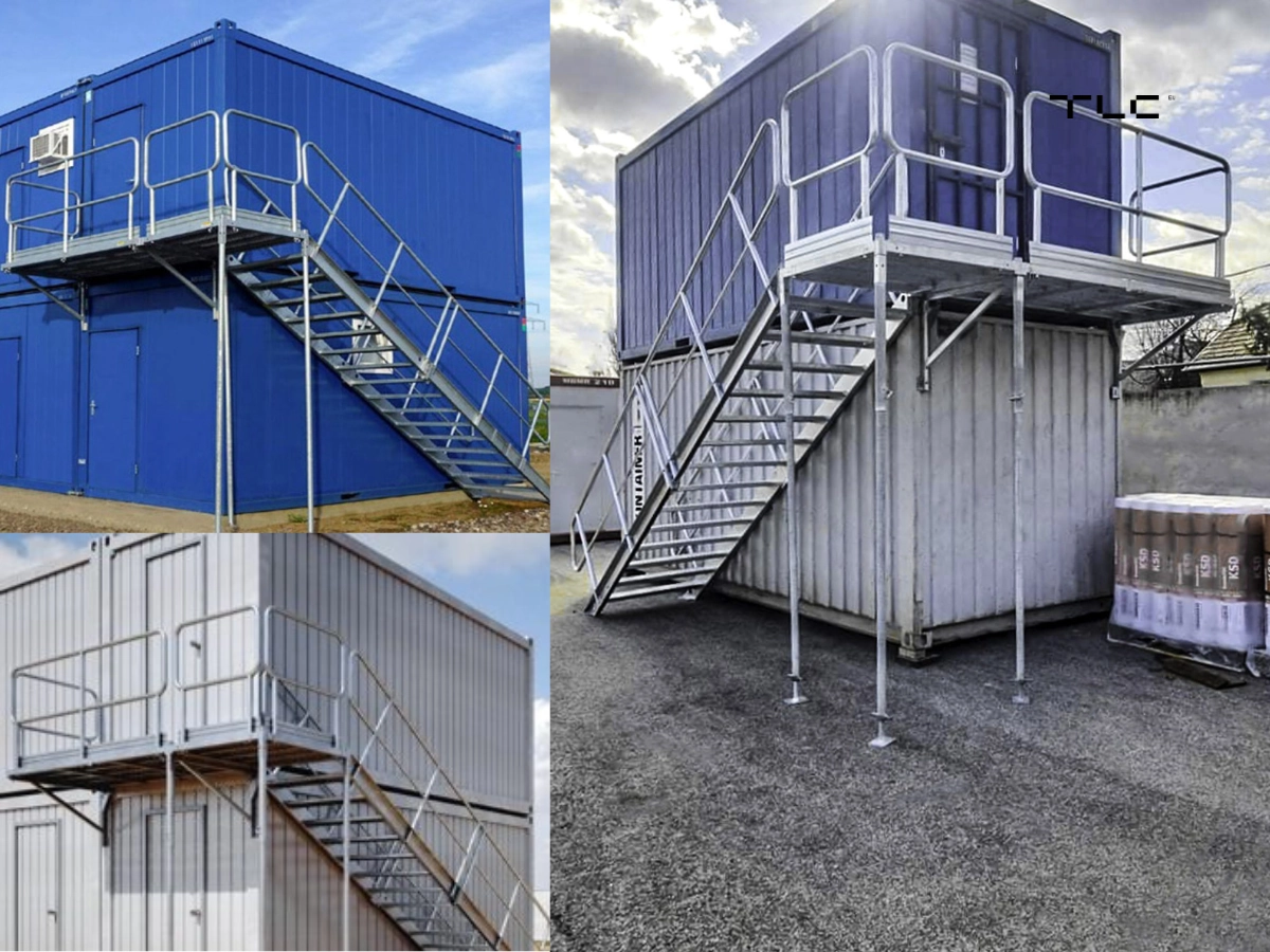 Escalier métallique extérieur pour container | Palier à l’extrémité – Image 6