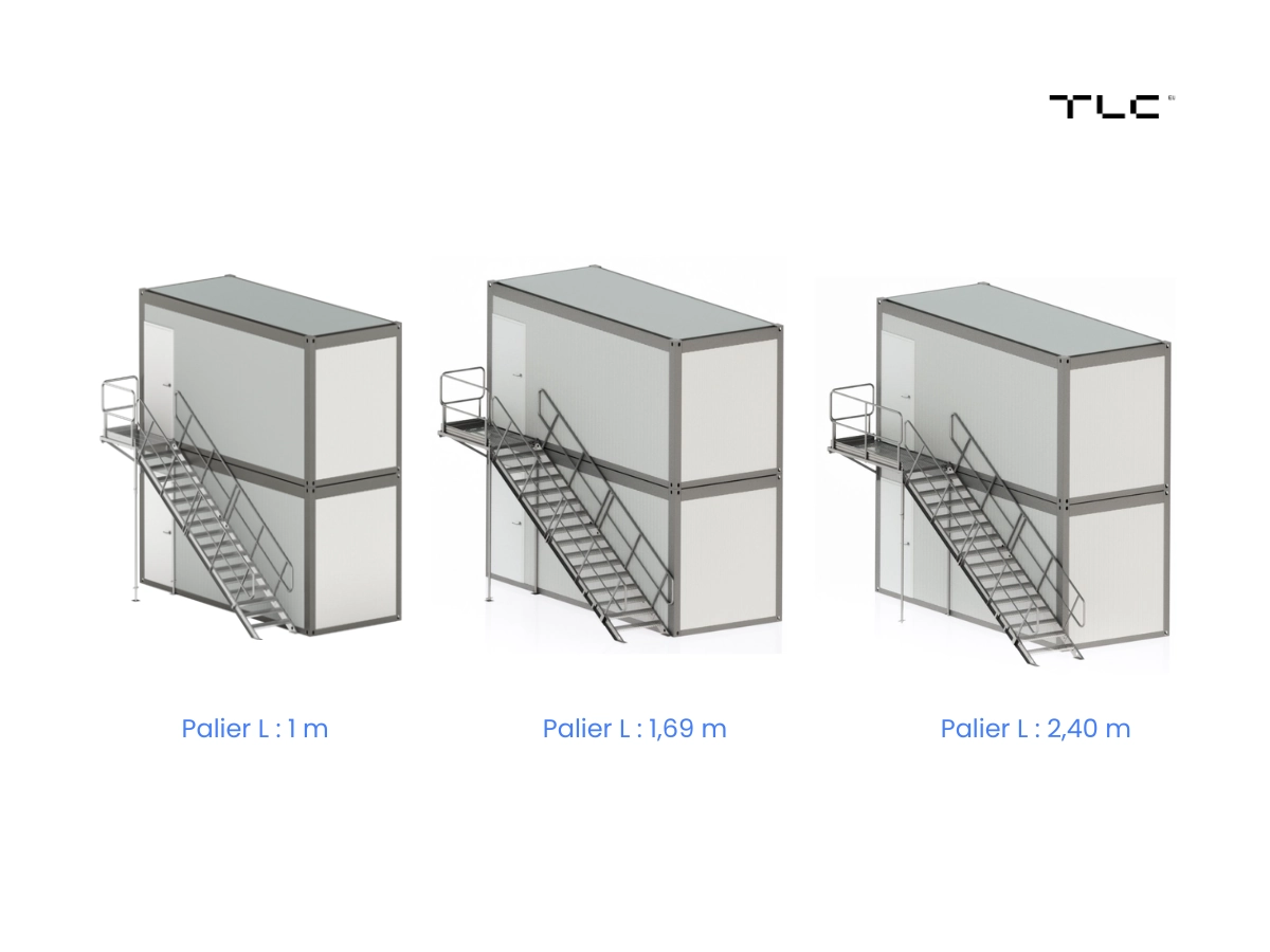 Escalier métallique extérieur pour container | Palier latéral – Image 4