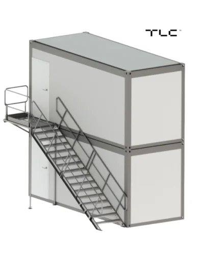 Escalier métallique extérieur pour container | Palier latéral