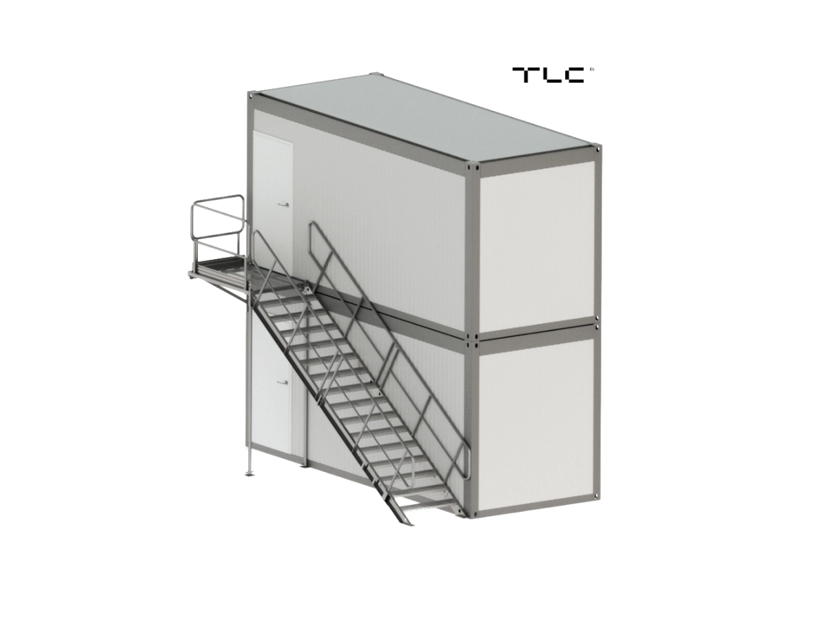 Escalier métallique extérieur pour container | Palier latéral