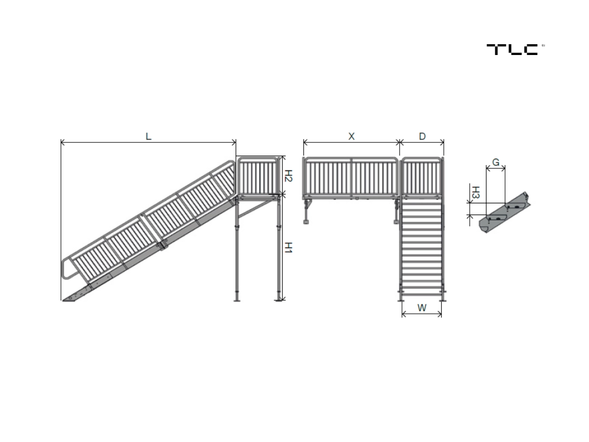Escalier métallique extérieur pour container | Palier à l’extrémité – Image 3